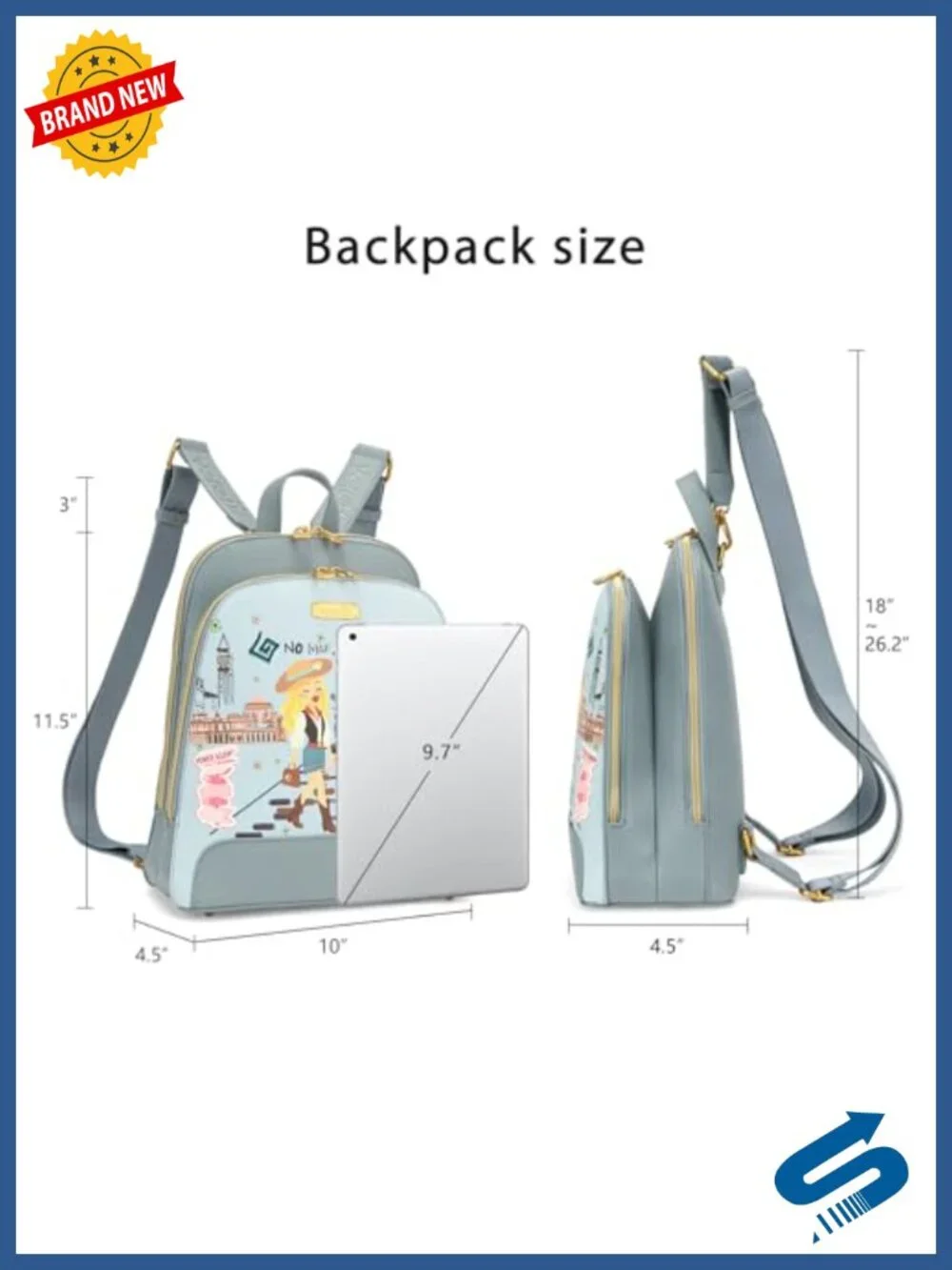 Women's PU Leather Fashion Backpack Purse with Cityscape Print